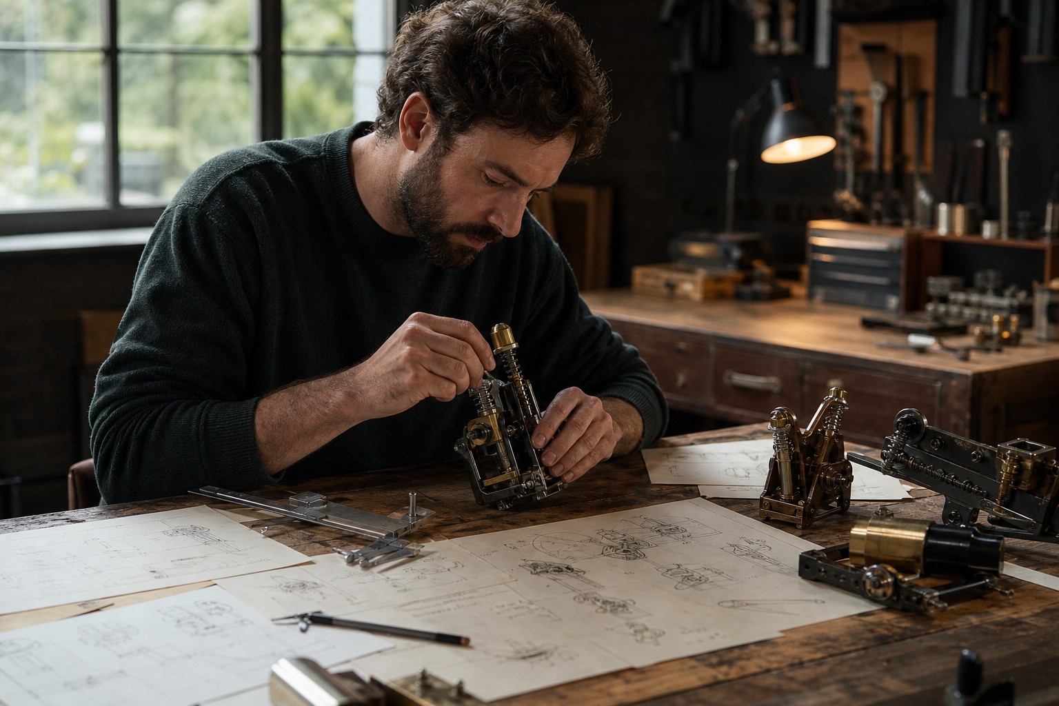 A maker revising a physical prototype after testing